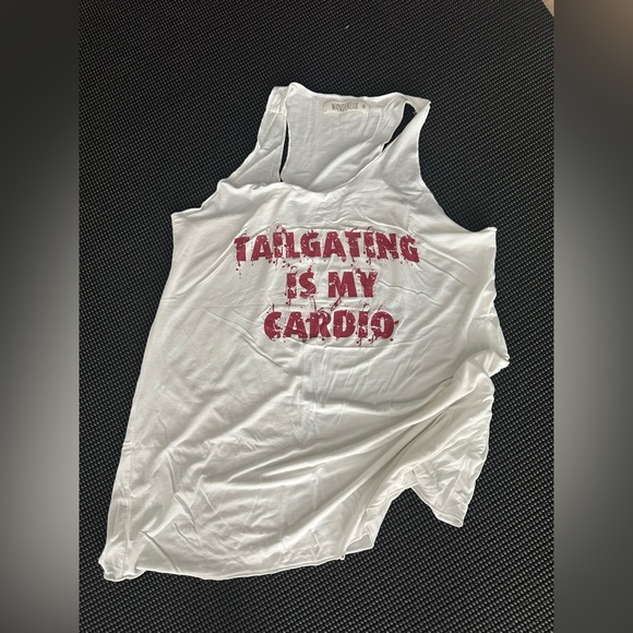 White Tank Top with Red Tailgating Graphic - Picture 1 of 4